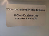 Pair of 1800mm long 150mm high 19mm 316 Stainless Steel Boat Grab Rails/Handles - southern marine products