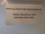 Pair of 1800mm long 150mm high 1" 316 Stainless Steel Boat Grab Rails/Handles - southern marine products