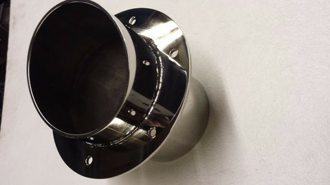 316 Stainless steel 4" transom marine exhaust outlet boat  slash cut polished. - southern marine products
